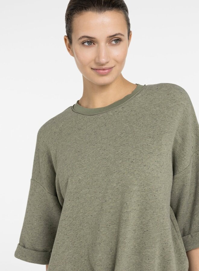 Chandail Yaya sweat à manches 3/4 vert armé chiné