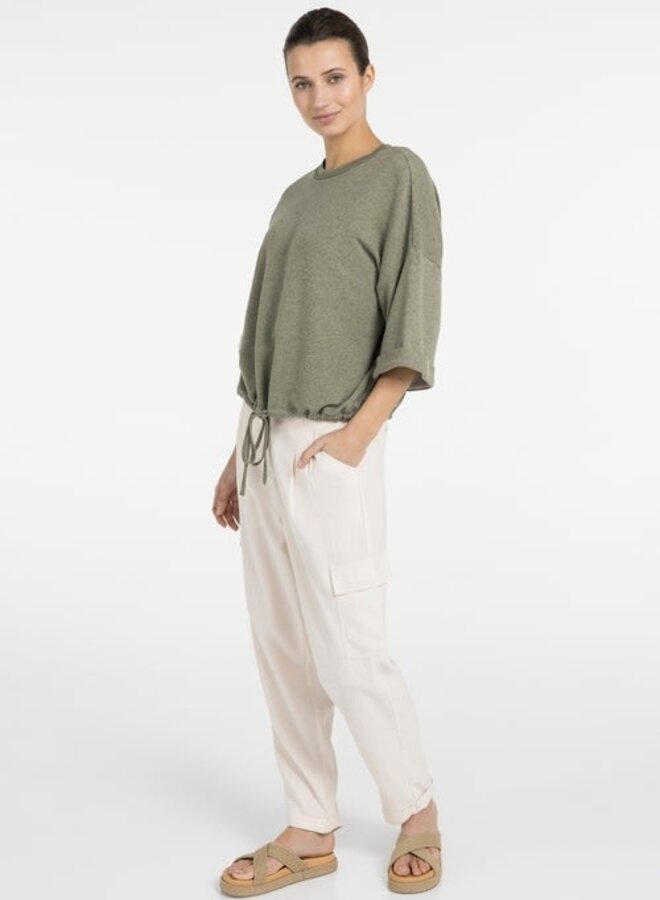 Chandail Yaya sweat à manches 3/4 vert armé chiné