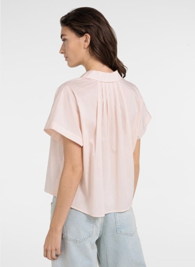 Blouse Yaya à col classique à boutons sur les côtés rose pâle