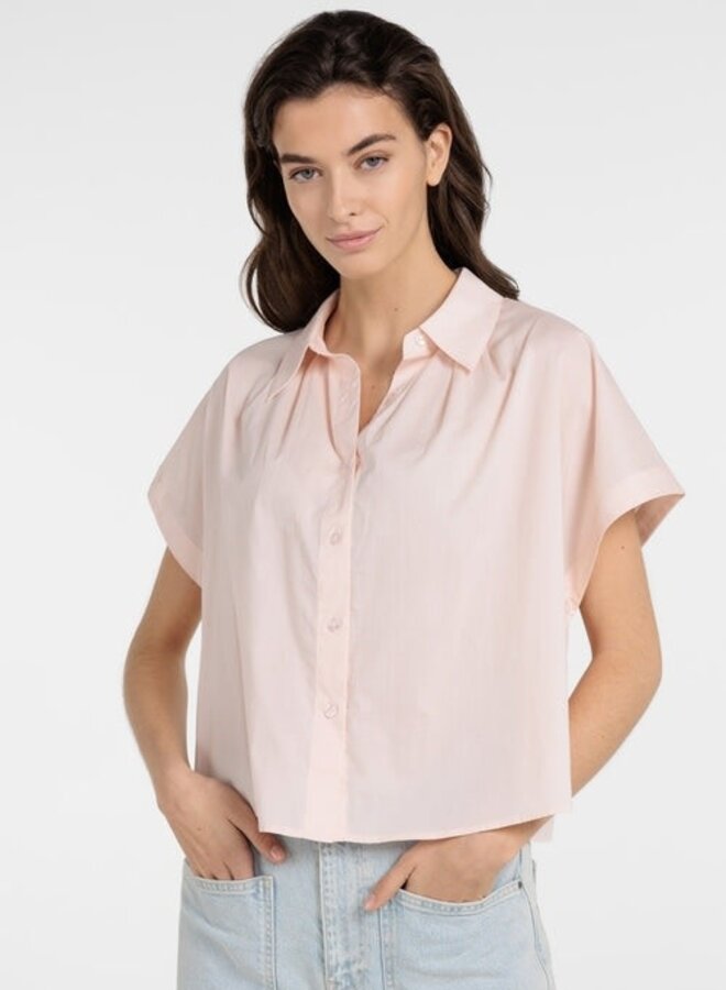 Blouse Yaya à col classique à boutons sur les côtés rose pâle
