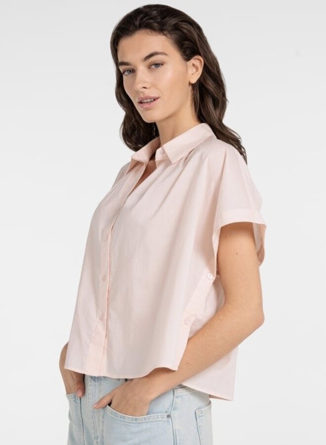 Blouse Yaya à col classique à boutons sur les côtés rose pâle