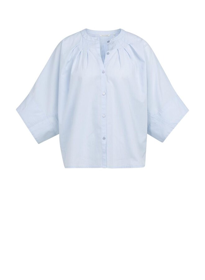 Blouse Yaya à col rond ample à manches larges bleue pâle