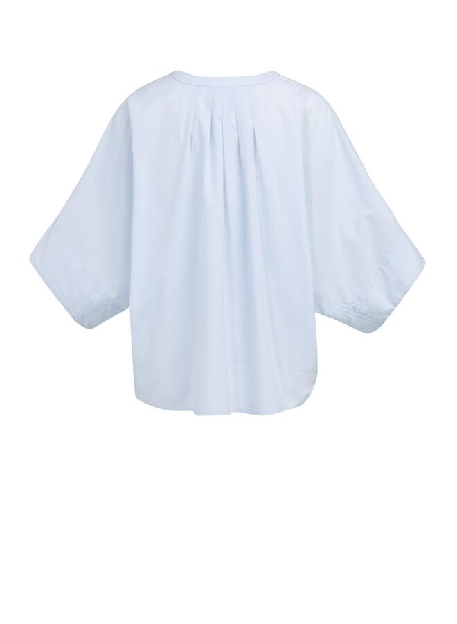 Blouse Yaya à col rond ample à manches larges bleue pâle