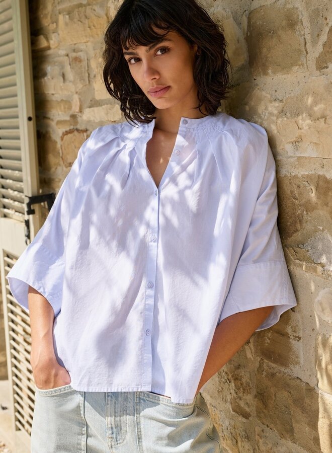 Blouse Yaya à col rond ample à manches larges bleue pâle