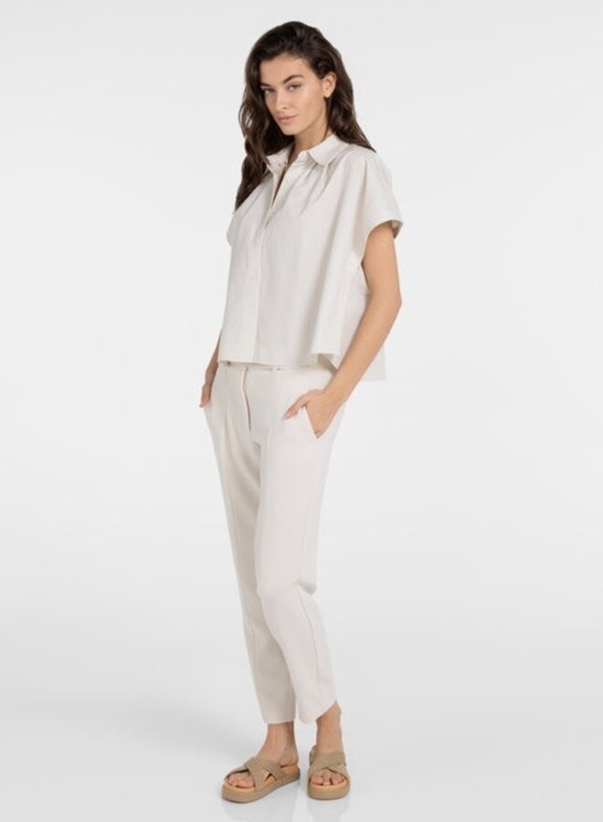 Blouse Yaya à col classique rayée jaune & bleue pâle