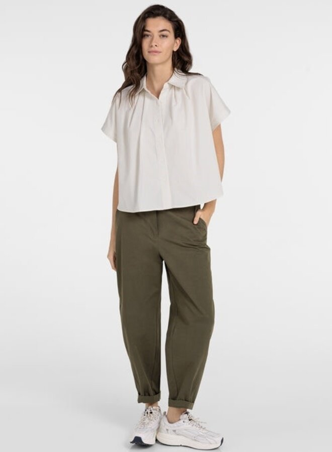 Blouse Yaya à col classique rayée jaune & bleue pâle