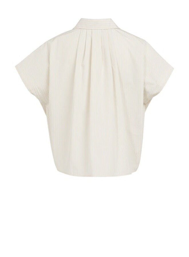 Blouse Yaya à col classique rayée jaune & bleue pâle