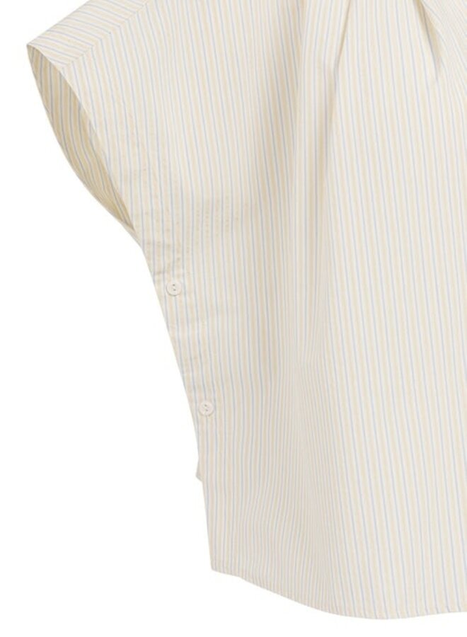 Blouse Yaya à col classique rayée jaune & bleue pâle