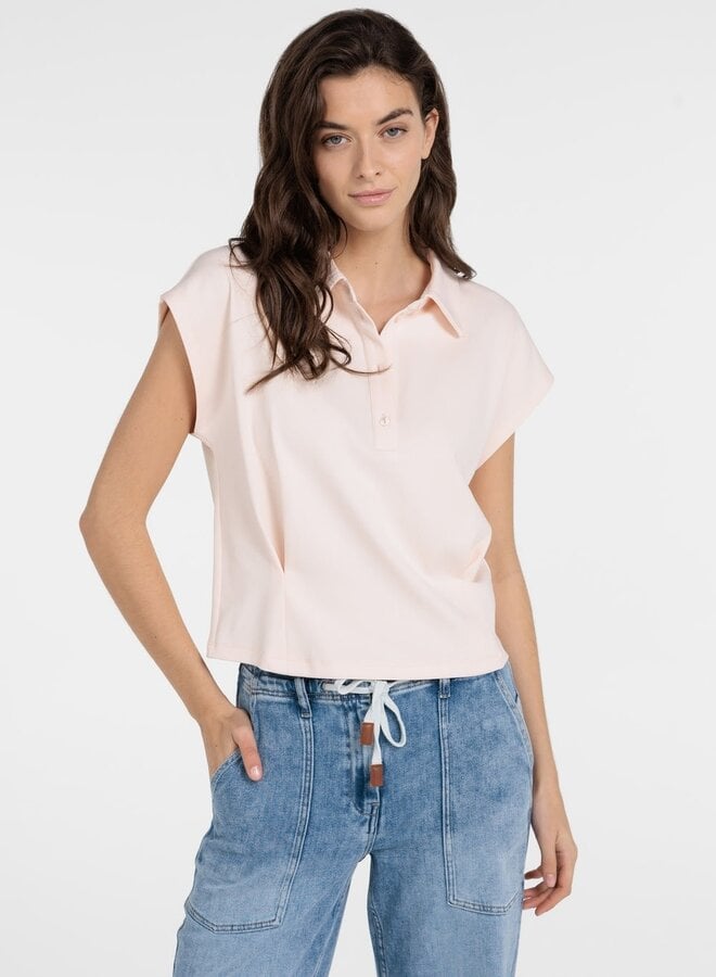 Polo Yaya à manches courtes & plis rose pâle