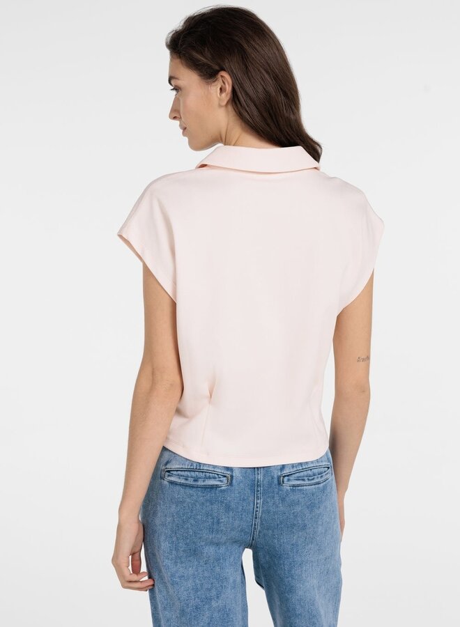 Polo Yaya à manches courtes & plis rose pâle