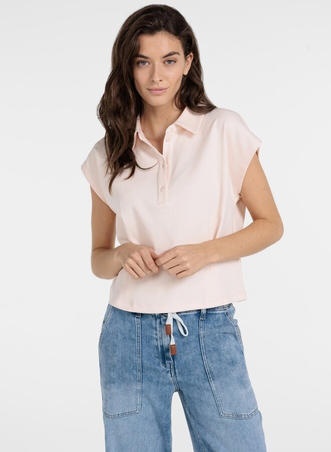 Polo Yaya à manches courtes & plis rose pâle