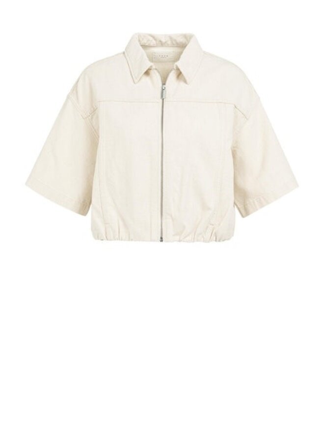 Jacket Yaya à col classique à zip à manches courtes ivoire