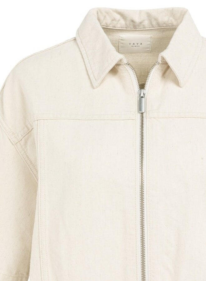 Jacket Yaya à col classique à zip à manches courtes ivoire
