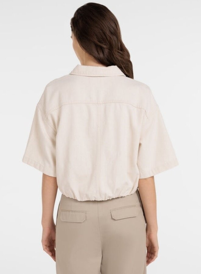 Jacket Yaya à col classique à zip à manches courtes ivoire