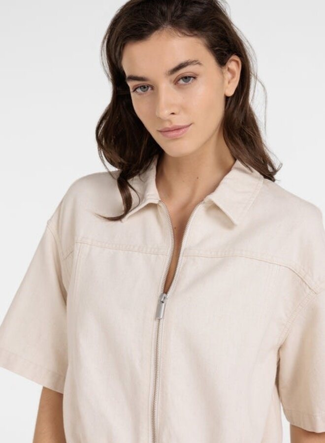 Jacket Yaya à col classique à zip à manches courtes ivoire