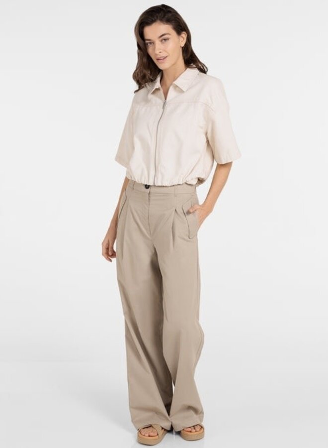 Jacket Yaya à col classique à zip à manches courtes ivoire