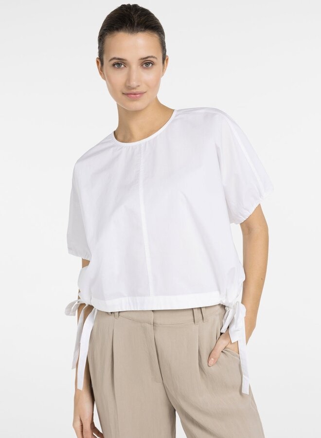 Blouse Yaya à col rond & boucles sur les côtés blanche