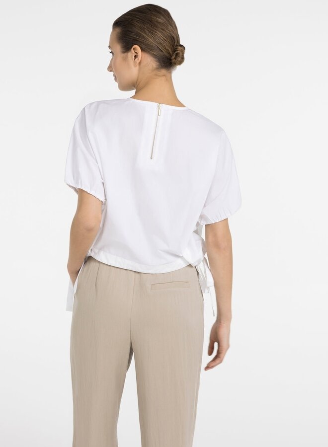 Blouse Yaya à col rond & boucles sur les côtés blanche