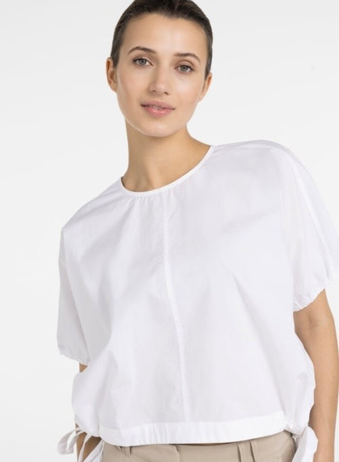 Blouse Yaya à col rond & boucles sur les côtés blanche