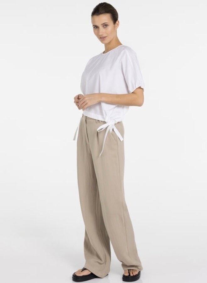 Blouse Yaya à col rond & boucles sur les côtés blanche