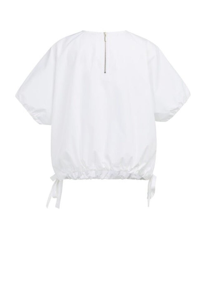 Blouse Yaya à col rond & boucles sur les côtés blanche