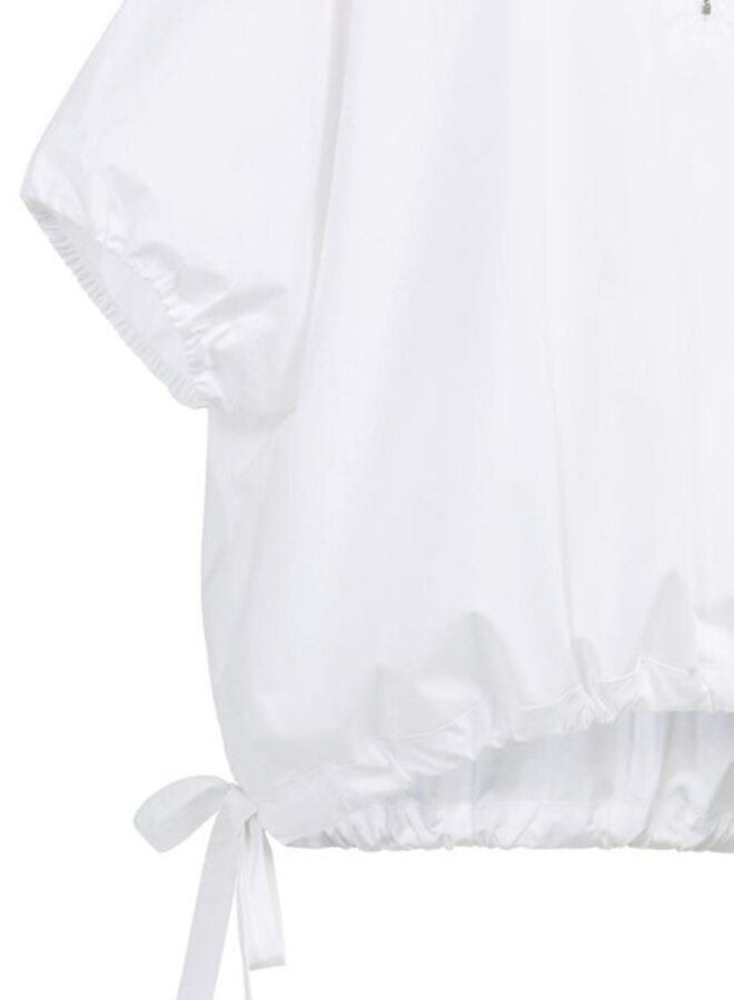 Blouse Yaya à col rond & boucles sur les côtés blanche