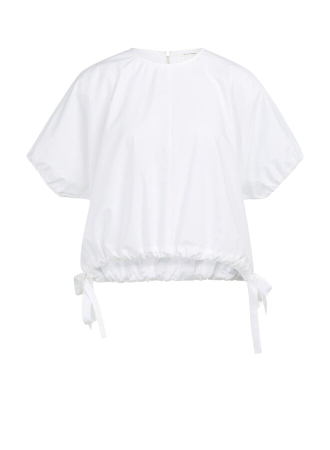 Blouse Yaya à col rond & boucles sur les côtés blanche