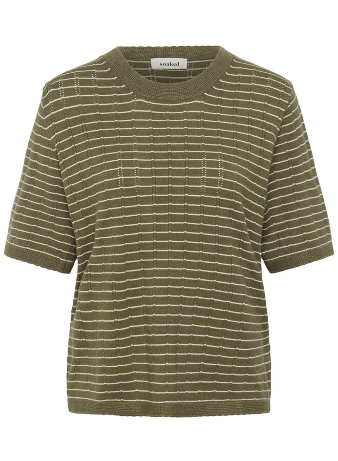 Chandail Soaked in luxury Spina khaki rayé crème