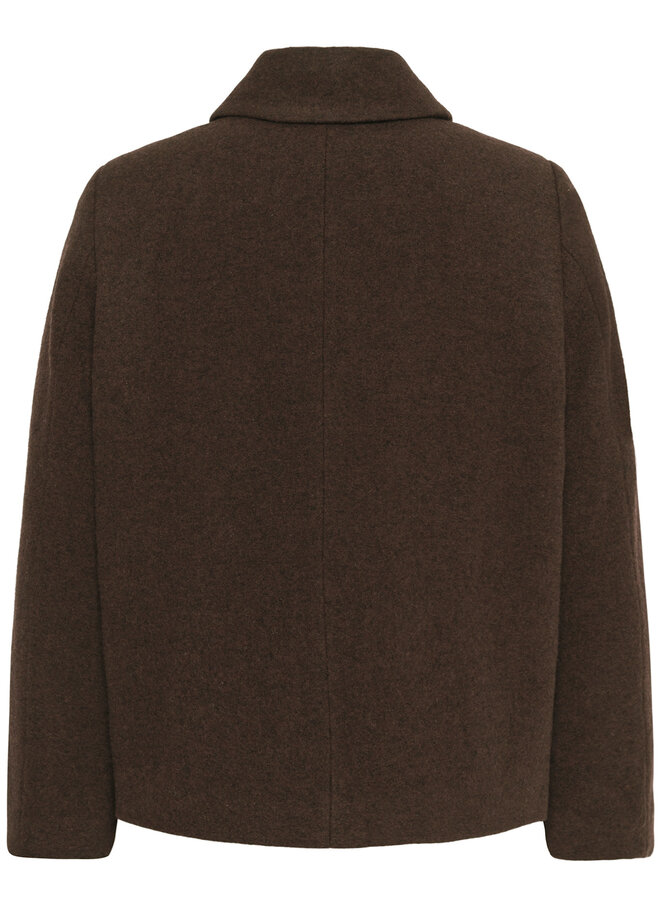 Manteau Part Two Lamilla court à col classique brun noisette mélange