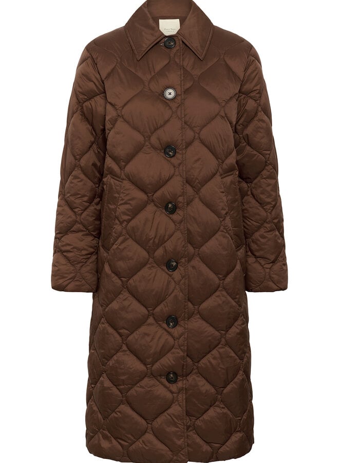 Manteau mi-long Part Two Carine matelassé brun noisette