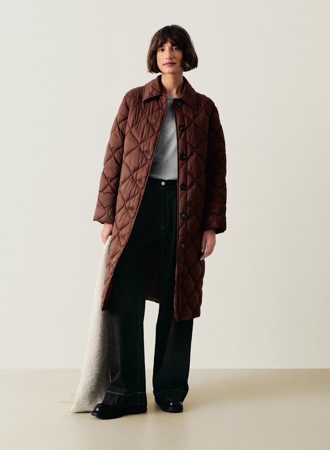 Manteau mi-long Part Two Carine matelassé brun noisette