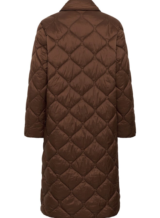 Manteau mi-long Part Two Carine matelassé brun noisette
