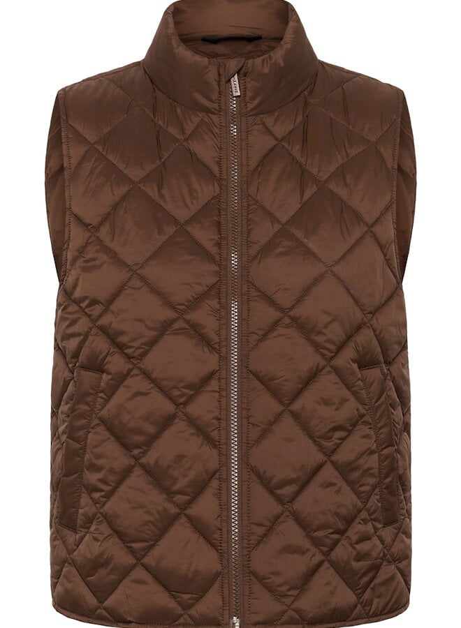 Veste Part Two Carlota sans manches matelassée brun noisette
