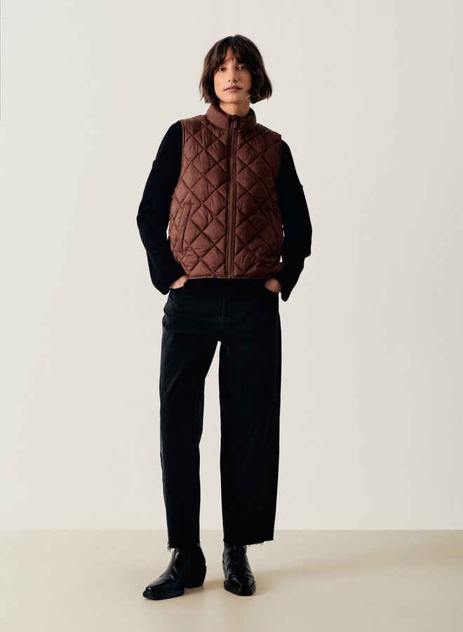Veste Part Two Carlota sans manches matelassée brun noisette