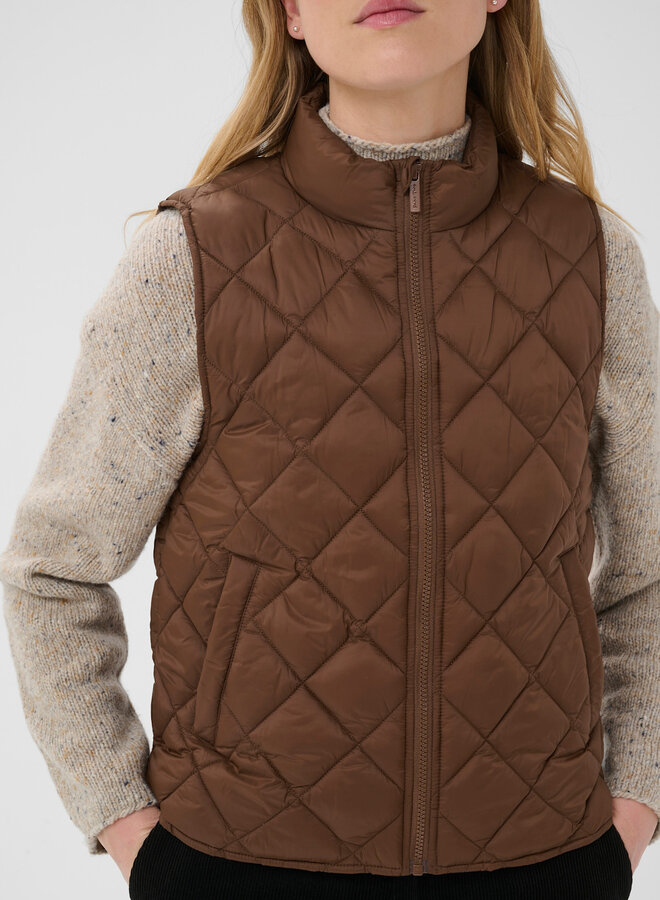 Veste Part Two Carlota sans manches matelassée brun noisette