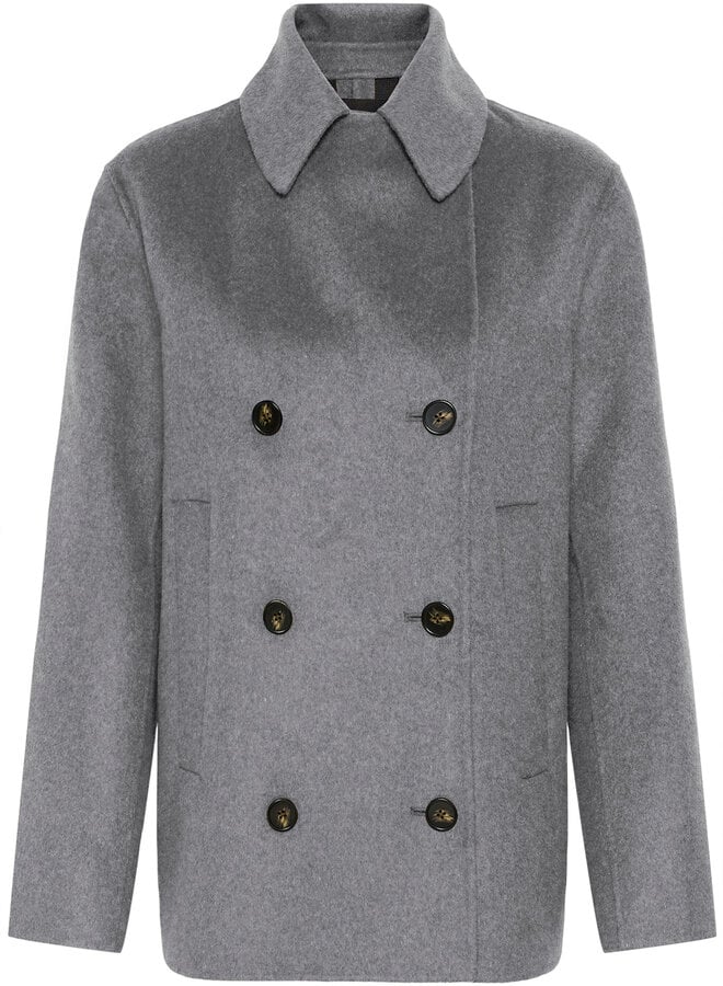 Manteau Part Two Celene double face à fermeture croisée gris mélange