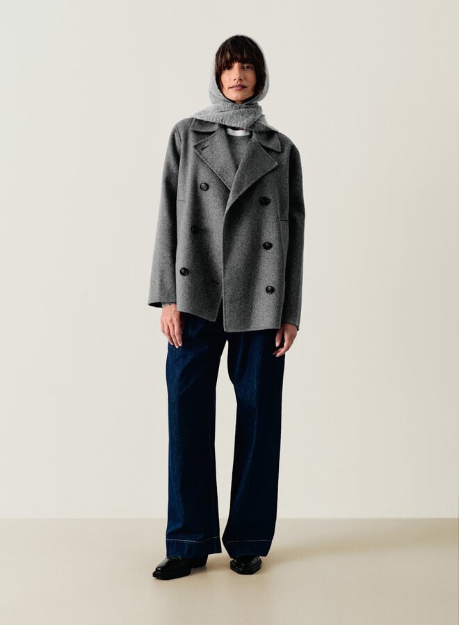 Manteau Part Two Celene double face à fermeture croisée gris mélange