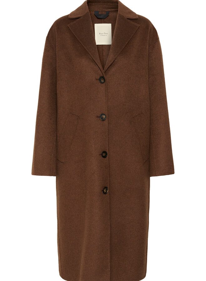 Manteau mi-long Part Two Lorelaiana double face brun noisette mélange
