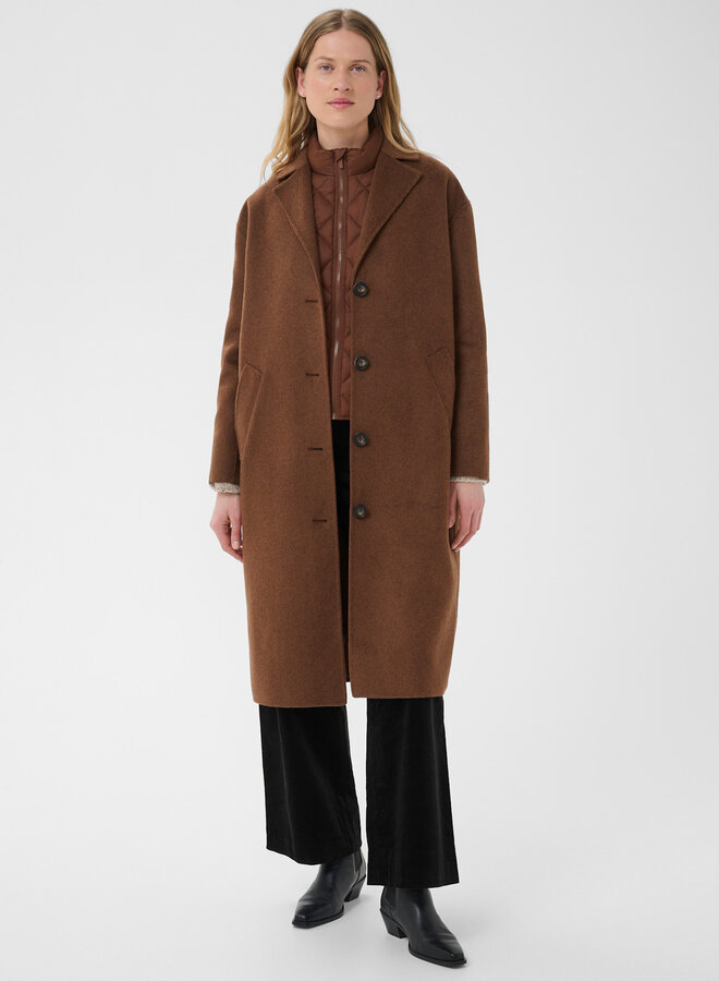 Manteau mi-long Part Two Lorelaiana double face brun noisette mélange