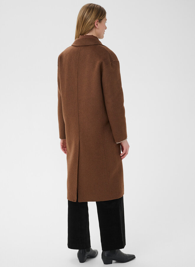 Manteau mi-long Part Two Lorelaiana double face brun noisette mélange