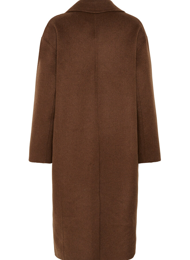 Manteau mi-long Part Two Lorelaiana double face brun noisette mélange