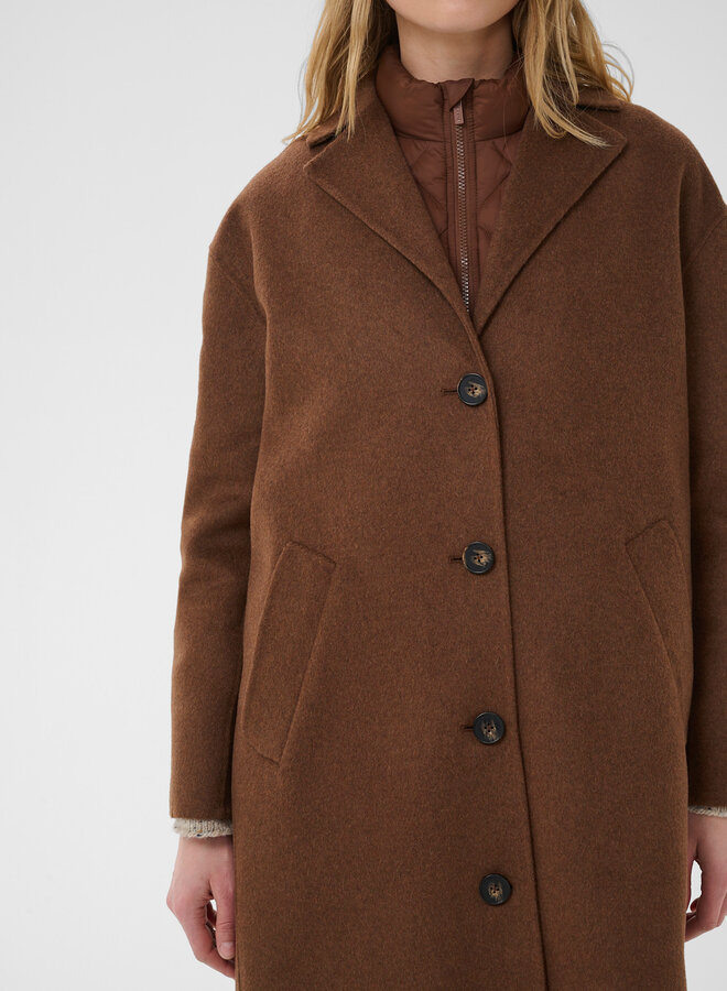 Manteau mi-long Part Two Lorelaiana double face brun noisette mélange