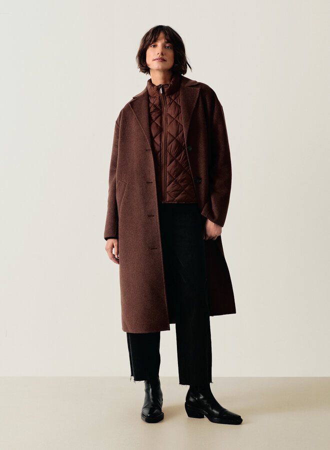 Manteau mi-long Part Two Lorelaiana double face brun noisette mélange