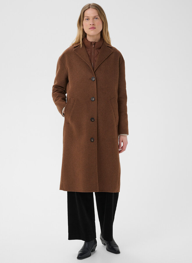 Manteau mi-long Part Two Lorelaiana double face brun noisette mélange