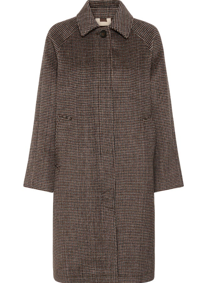 Manteau Part Two Catherin pied-de-poule bleu marine & brun noisette