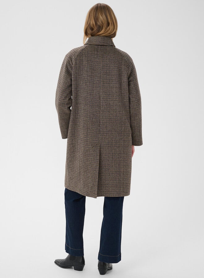 Manteau Part Two Catherin pied-de-poule bleu marine & brun noisette