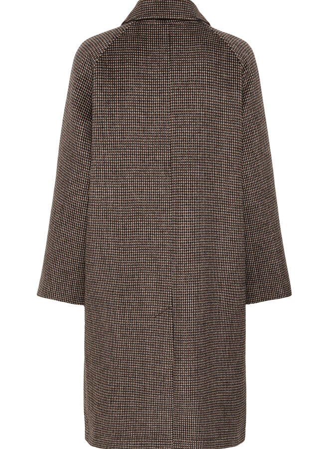 Manteau Part Two Catherin pied-de-poule bleu marine & brun noisette