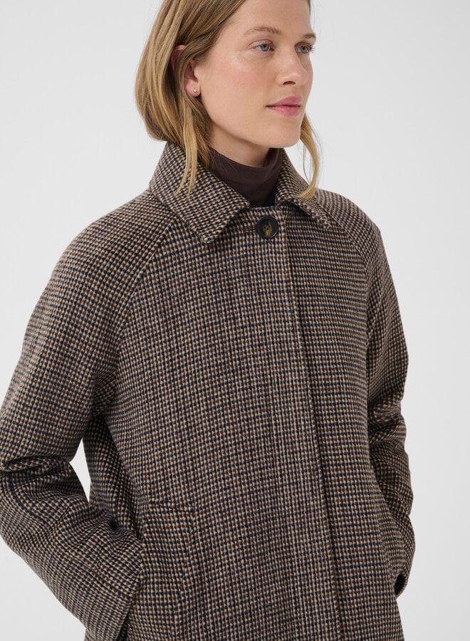 Manteau Part Two Catherin pied-de-poule bleu marine & brun noisette
