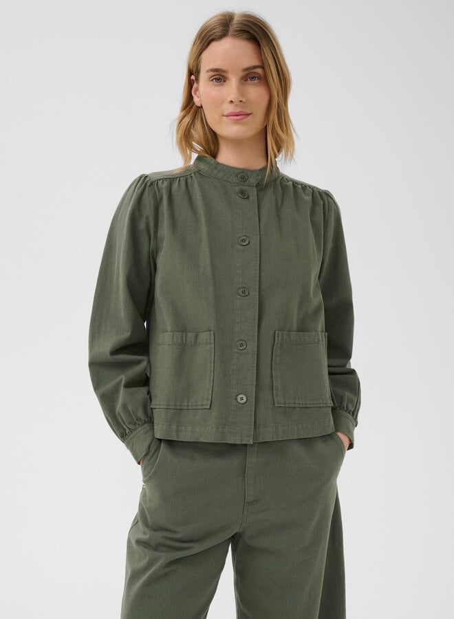 Jacket Part Two Danah à col mandarin vert coléoptère