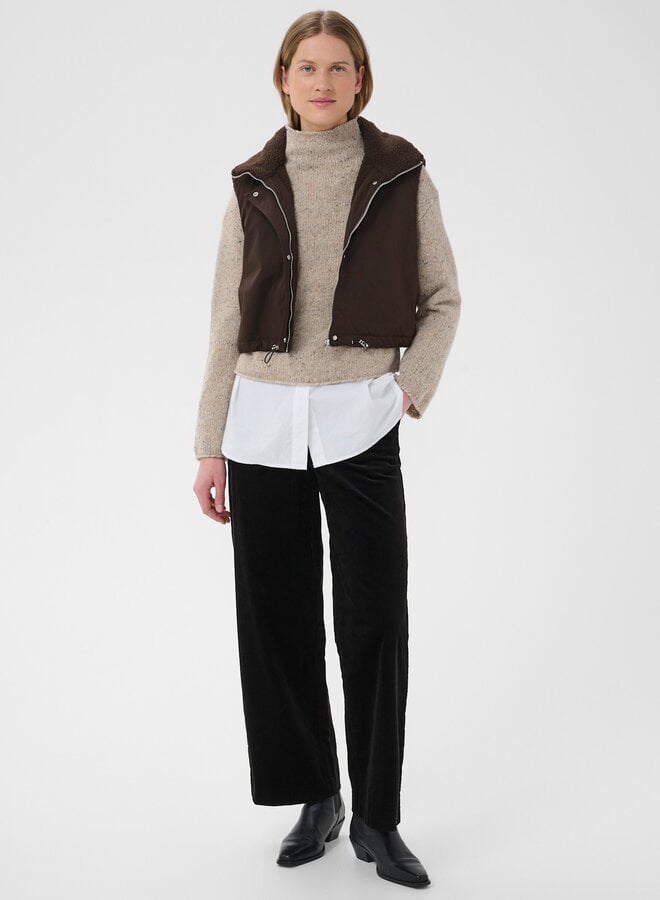 Veste Part Two Cathlin sans manches réversible teddy brun chocolat